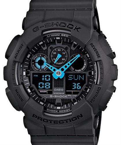 Casio G-Shock wrist watches - G-Shock Black Blue Neon Hand GA100C-8ACR.