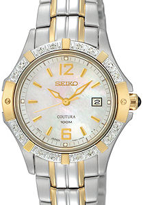 seiko silver dial 2 tone chrono coutura watch