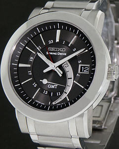 Seiko Spring Drive Caliber 5r66 wrist watches - Gmt Power Reserve SNR009.