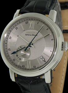 Seiko Spring Drive Caliber 5r66 wrist watches - Silver Gmt Leather Band  SNR015.