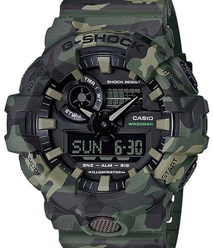 Casio G-Shock wrist watches - G-Shock Ana-Digi Green Camo GA-700CM-3A.