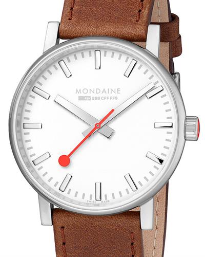 Mondaine Railways Watch wrist watches - Evo2 40mm White/Brown MSE.40110.LG.
