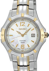 seiko silver dial 2 tone chrono coutura watch
