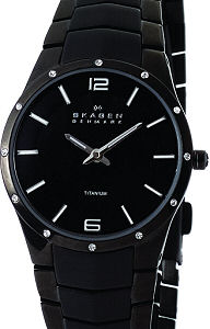Skagen Titanium wrist watches - Ladies All Black Titanium 694STMXB.